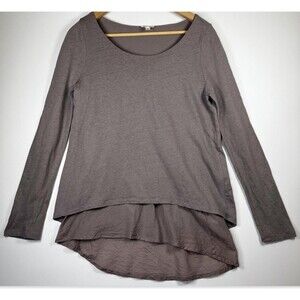 Soft Joie Shirt Womens Small Gray Layered Long Sleeve Linen Cotton Casual Top